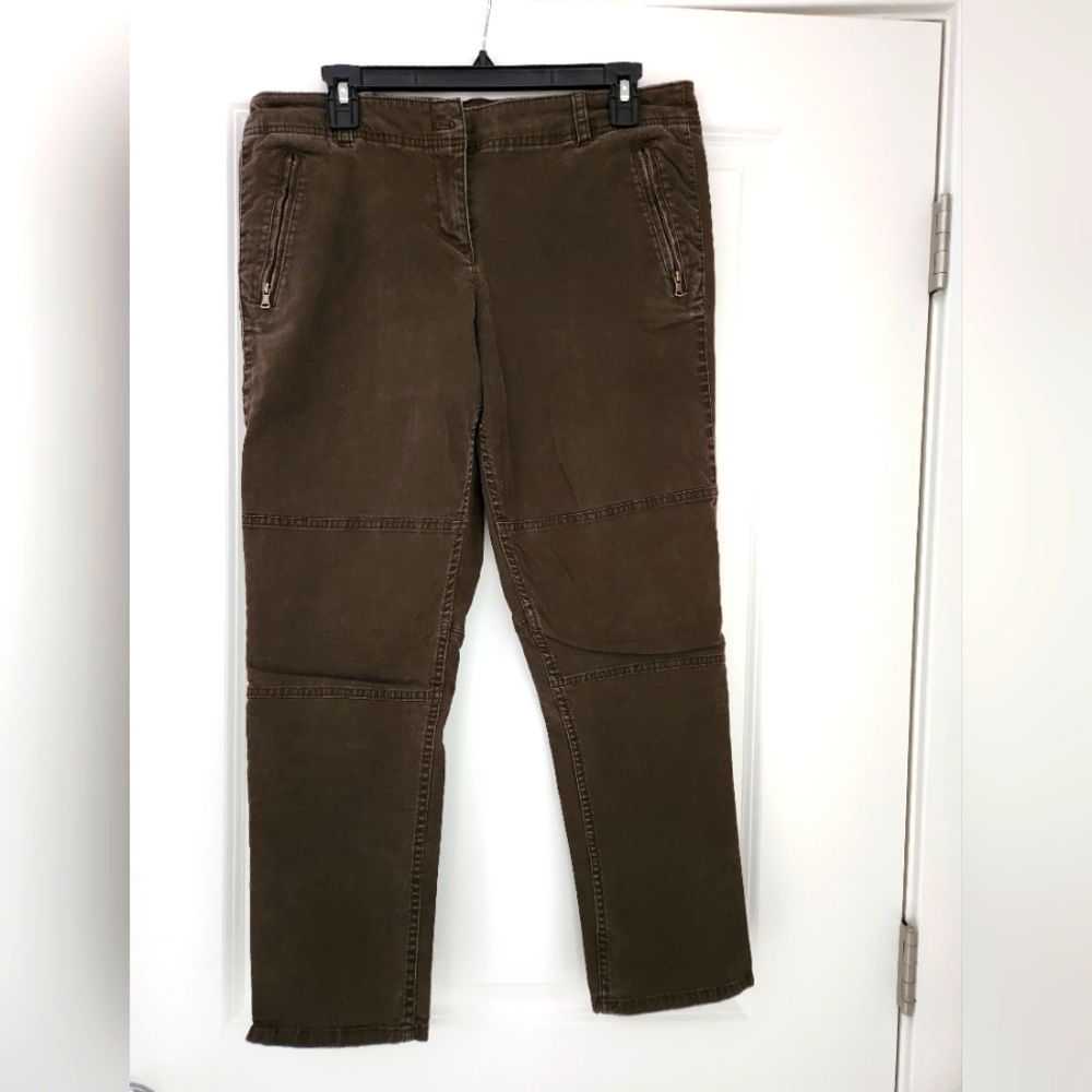Perfect for FALL!!! Talbots Ankle Zip Cargo Olive Green Pants 10P